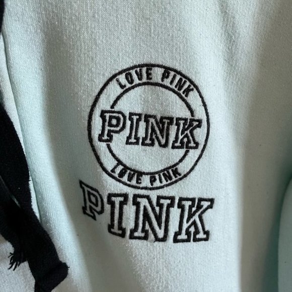 Victoria's Secret Pink Blue and Black Quarter Zip Hooded Sweatshirt Size Small - Picture 7 of 7